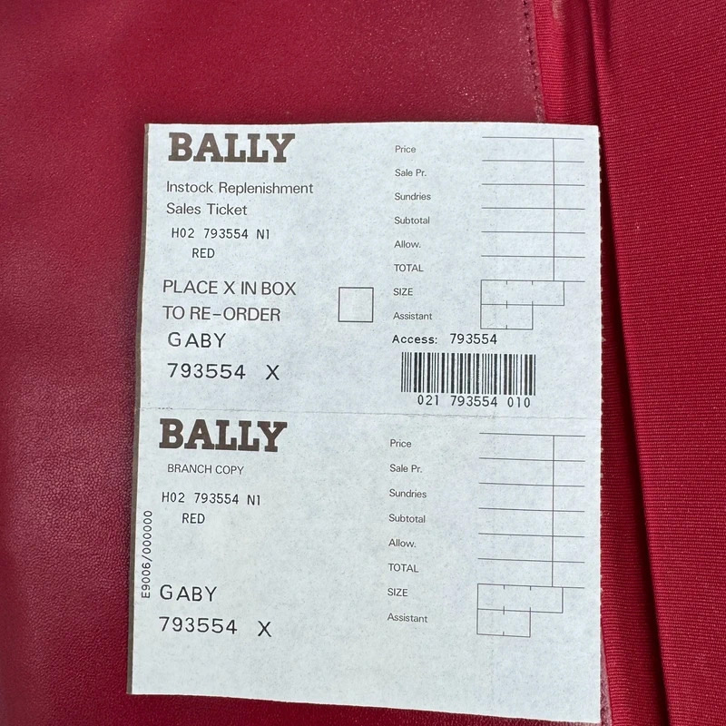 Vintage Bally "Gaby" Red Leather Envelope Clutch Bag with Original Tag - Image 8