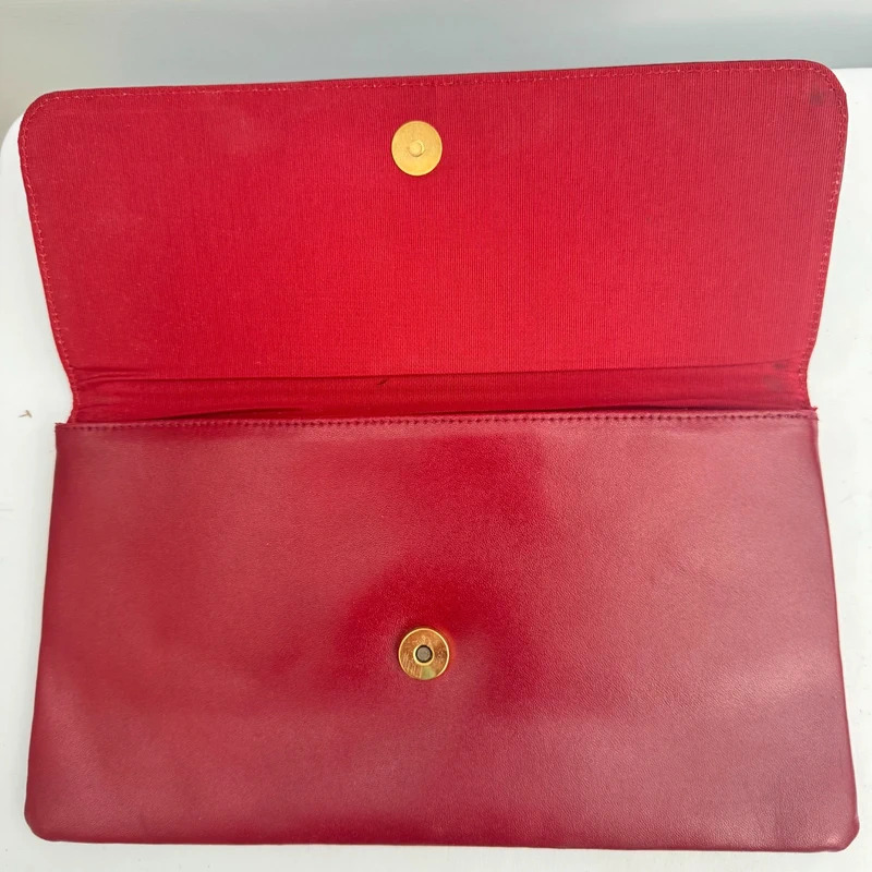Vintage Bally "Gaby" Red Leather Envelope Clutch Bag with Original Tag - Image 10