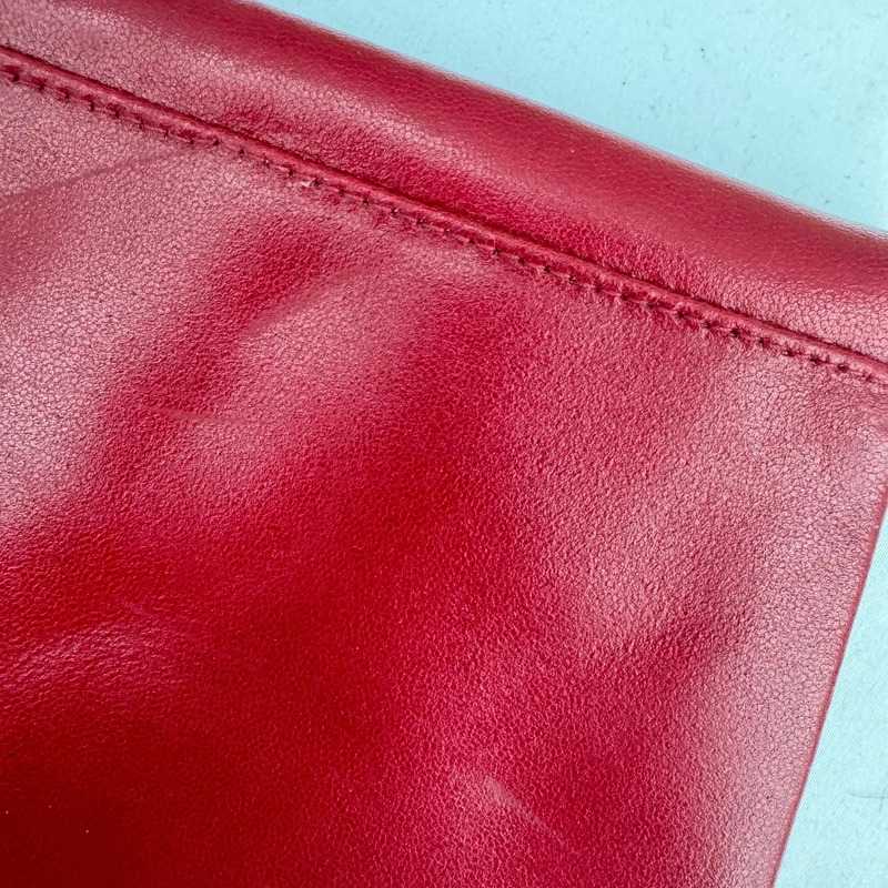 Vintage Bally "Gaby" Red Leather Envelope Clutch Bag with Original Tag - Image 14