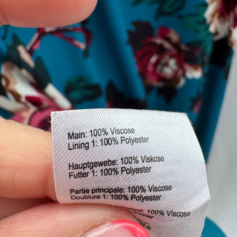 Joules Beydale Teal Floral Tunic Dress UK 8 3/4 Sleeve Gold Zip Back Lined - Image 9