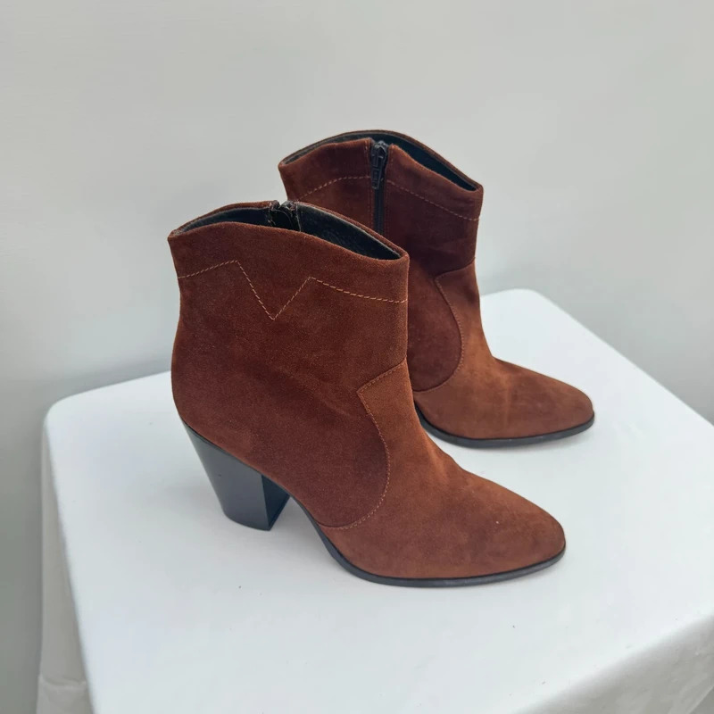 Jones Bootmaker Onida Suede Ankle Boots Brown Size EU 40 UK 7 Western Style