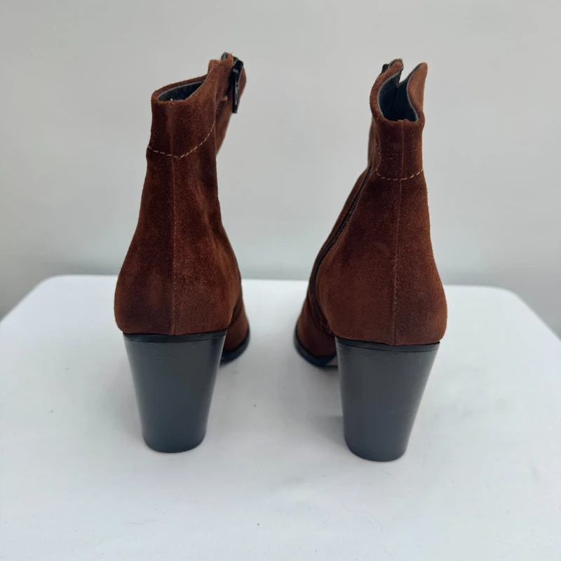 Jones Bootmaker Onida Suede Ankle Boots Brown Size EU 40 UK 7 Western Style - Image 6