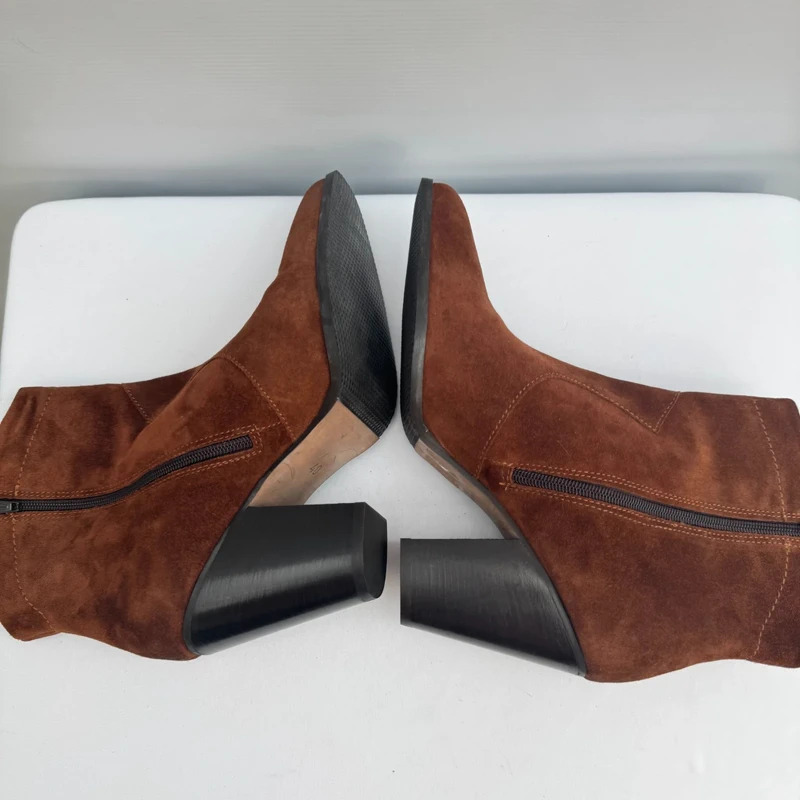 Jones Bootmaker Onida Suede Ankle Boots Brown Size EU 40 UK 7 Western Style - Image 7
