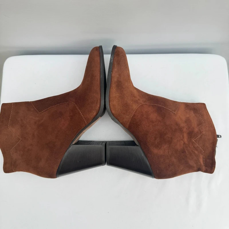 Jones Bootmaker Onida Suede Ankle Boots Brown Size EU 40 UK 7 Western Style - Image 10