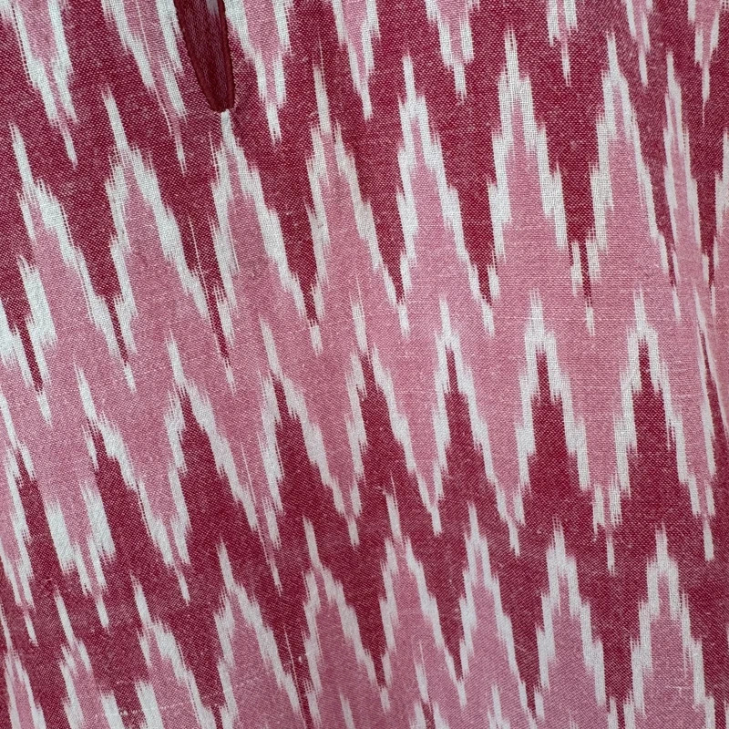 Orvana London Artisanal Ikat Tunic - Pink Handwoven Cotton Size L UK 14–16 Slow Fashion - Image 2