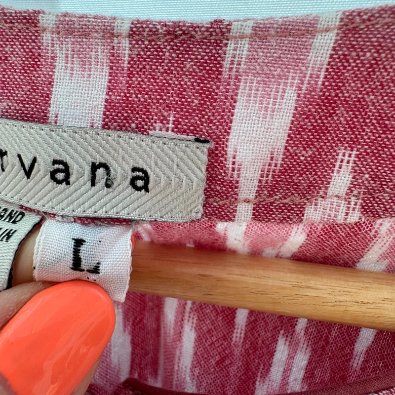Orvana London Artisanal Ikat Tunic - Pink Handwoven Cotton Size L UK 14–16 Slow Fashion - Image 4