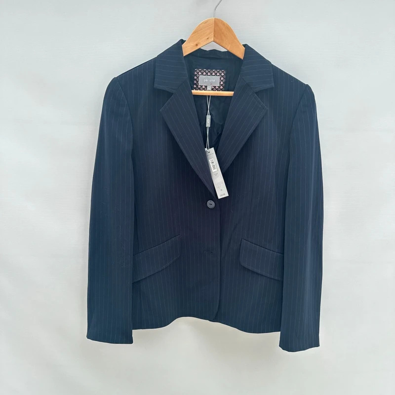 Per Una M&S Navy Pinstripe Blazer Jacket UK 16 Single Button BNWT rrp £65