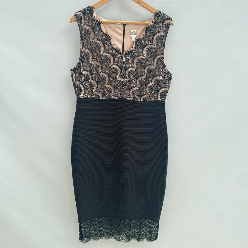 Sangria Black Lace Maxi Dress UK 14 Sleeveless Nude Lining Occasion Party Evening