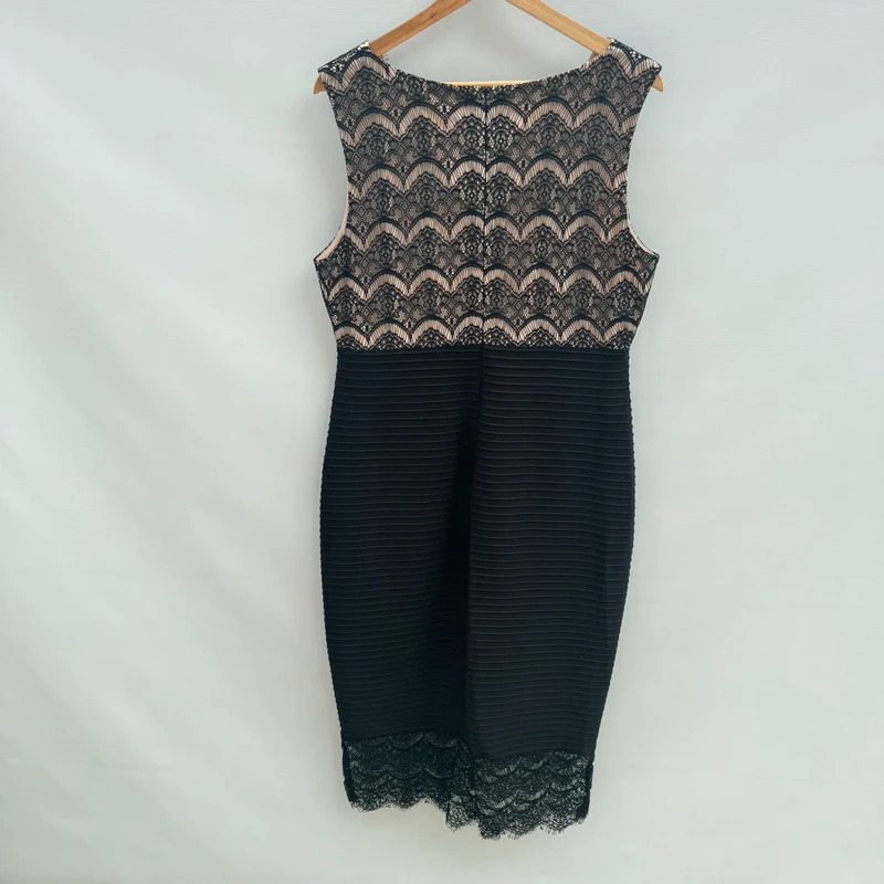 Sangria Black Lace Maxi Dress UK 14 Sleeveless Nude Lining Occasion Party Evening - Image 2