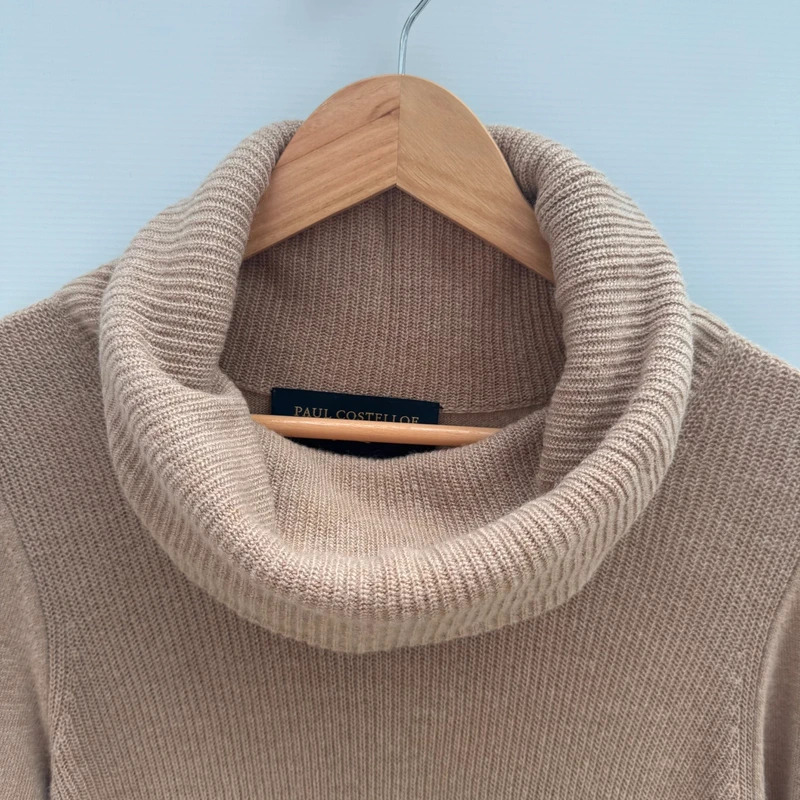 Paul Costelloe Camel Cowl Neck Knit Dress M UK 12-14 Wool Cashmere Blend BNWT - Image 2