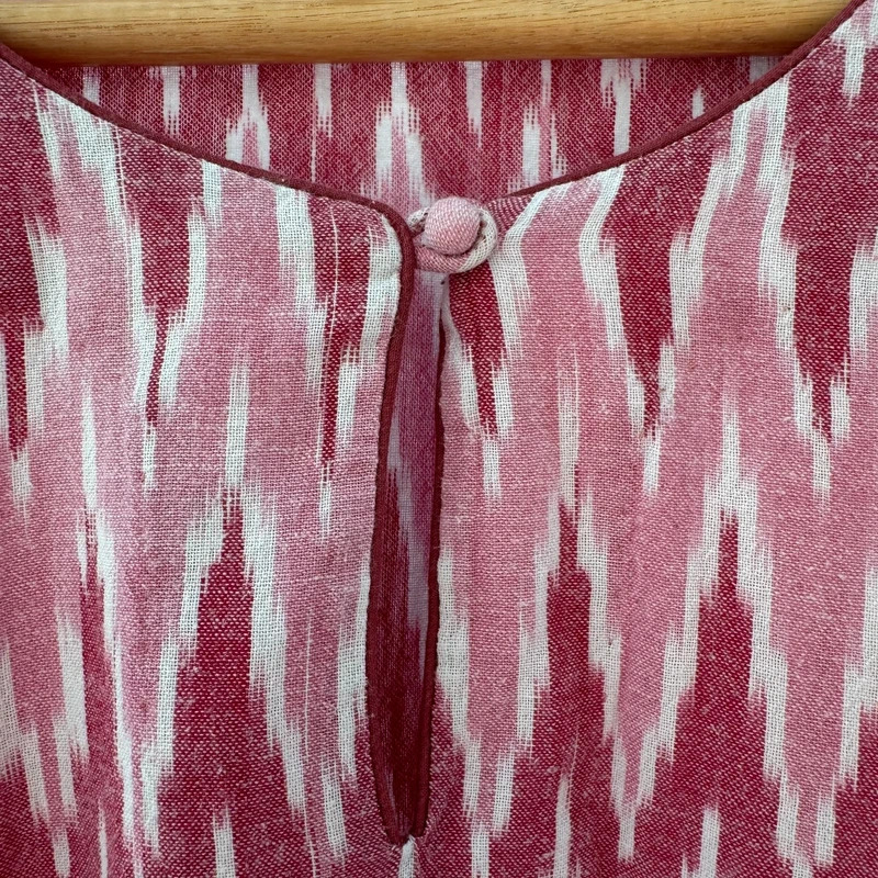 Orvana London Artisanal Ikat Tunic - Pink Handwoven Cotton Size L UK 14–16 Slow Fashion - Image 7