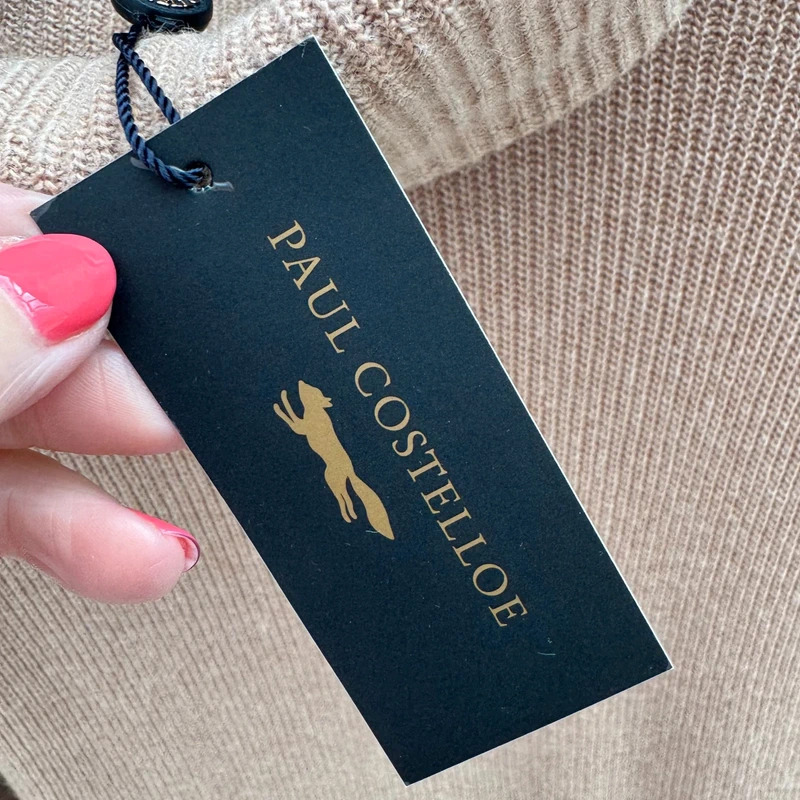 Paul Costelloe Camel Cowl Neck Knit Dress M UK 12-14 Wool Cashmere Blend BNWT - Image 7