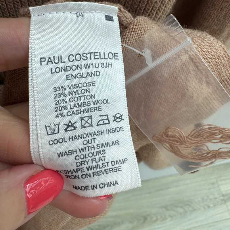 Paul Costelloe Camel Cowl Neck Knit Dress M UK 12-14 Wool Cashmere Blend BNWT - Image 8