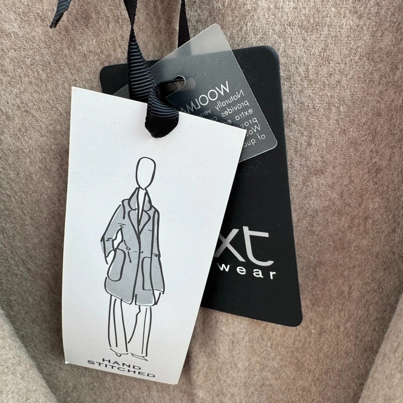 Next Woolmark Blend Sleeveless Gilet UK 14 Oatmeal Hand Stitched Longline BNWT - Image 4