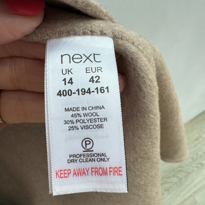 Next Woolmark Blend Sleeveless Gilet UK 14 Oatmeal Hand Stitched Longline BNWT - Image 8