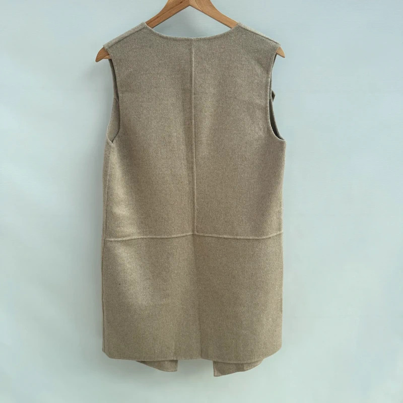 Next Woolmark Blend Sleeveless Gilet UK 14 Oatmeal Hand Stitched Longline BNWT - Image 10