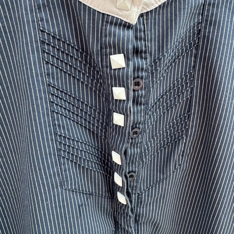 Horseware Ireland Navy Denim Pinstripe Equestrian Competition Shirt UK 16 / XL - Image 4