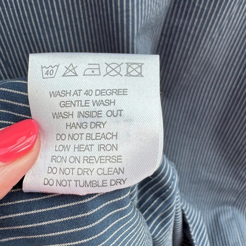Horseware Ireland Navy Denim Pinstripe Equestrian Competition Shirt UK 16 / XL - Image 13