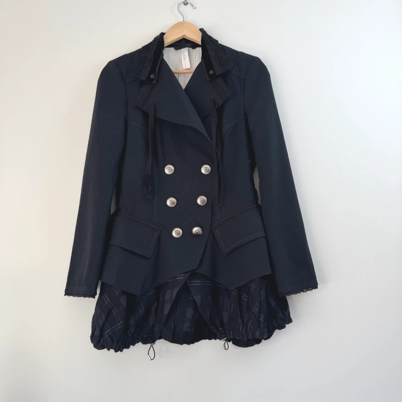 High Use Italian Military Tailcoat Jacket UK10 Gothic Steampunk Lace Wool 42