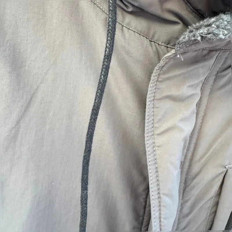 DUFFS Mens Grey Padded fishtail Parka Jacket Borg Hood Utility Coat M - Image 5