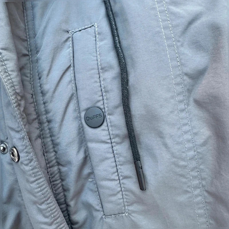 DUFFS Mens Grey Padded fishtail Parka Jacket Borg Hood Utility Coat M - Image 12