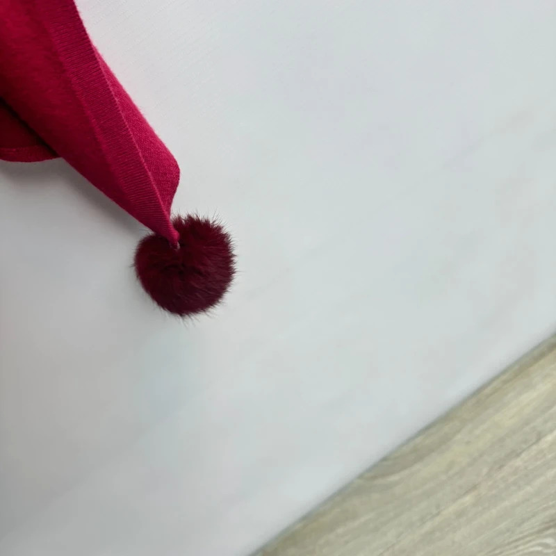 Laetitia Mem Burgundy Embellished Asymmetrical Poncho Pom Pom Hem - Image 5