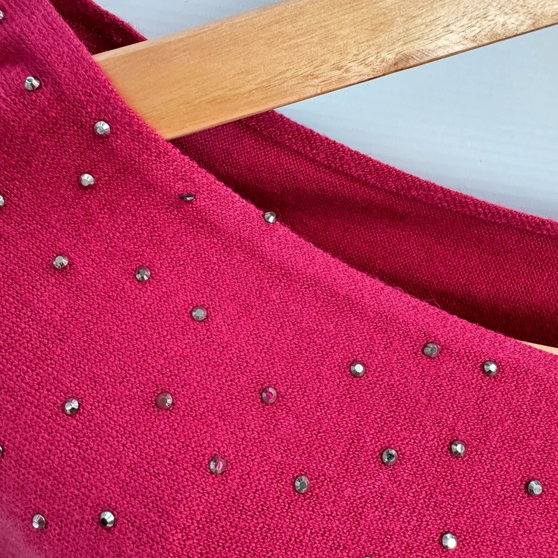 Laetitia Mem Burgundy Embellished Asymmetrical Poncho Pom Pom Hem - Image 7