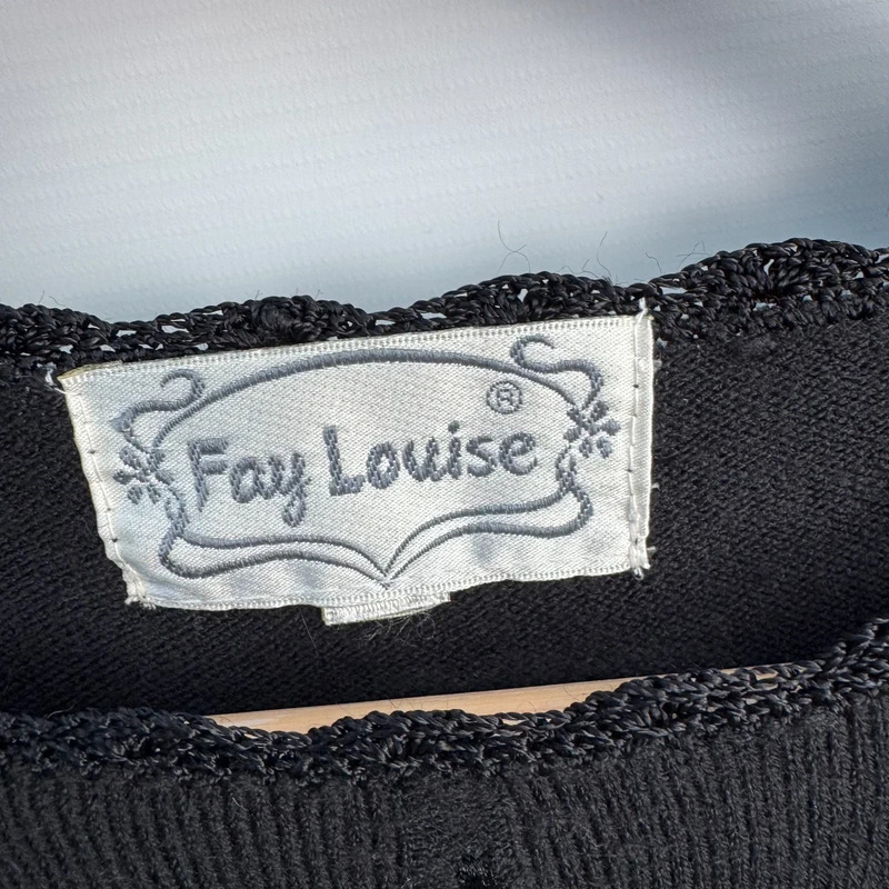 Vintage Fay Louise Black Floral Embroidered Jumper Size UK 14–16 Acrylic - Image 2