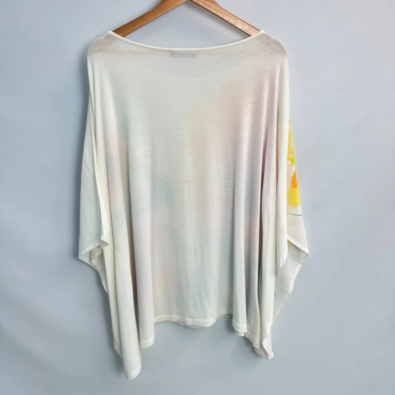 Kaleidoscope Watercolour Floral Oversized Batwing Top Cream Multi UK 18 - Image 4