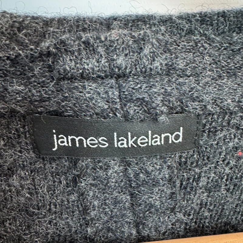 James Lakeland Charcoal Wool Coat Embroidered Collar Midi UK 12–14 - Image 3