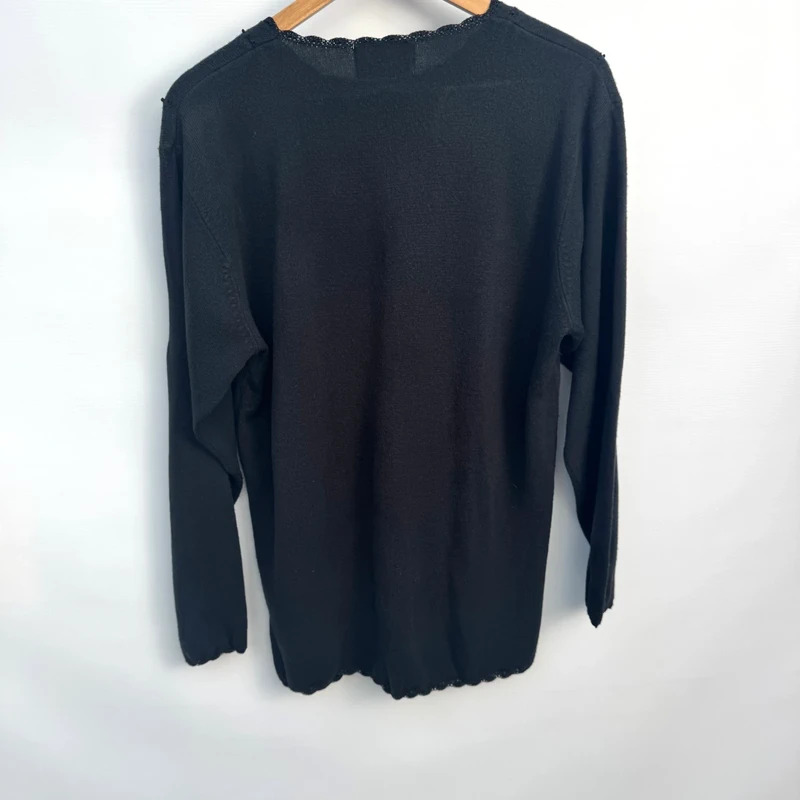 Vintage Fay Louise Black Floral Embroidered Jumper Size UK 14–16 Acrylic - Image 6