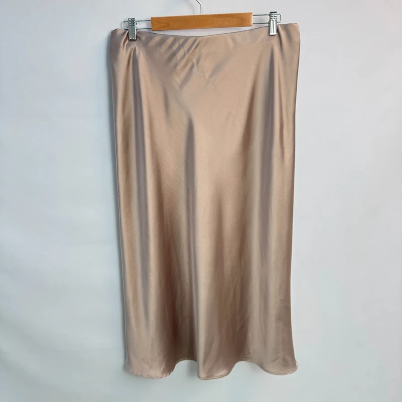 Zara Champagne Satin Bias Cut Midi Skirt Eur XL UK 16–18 - minor marks