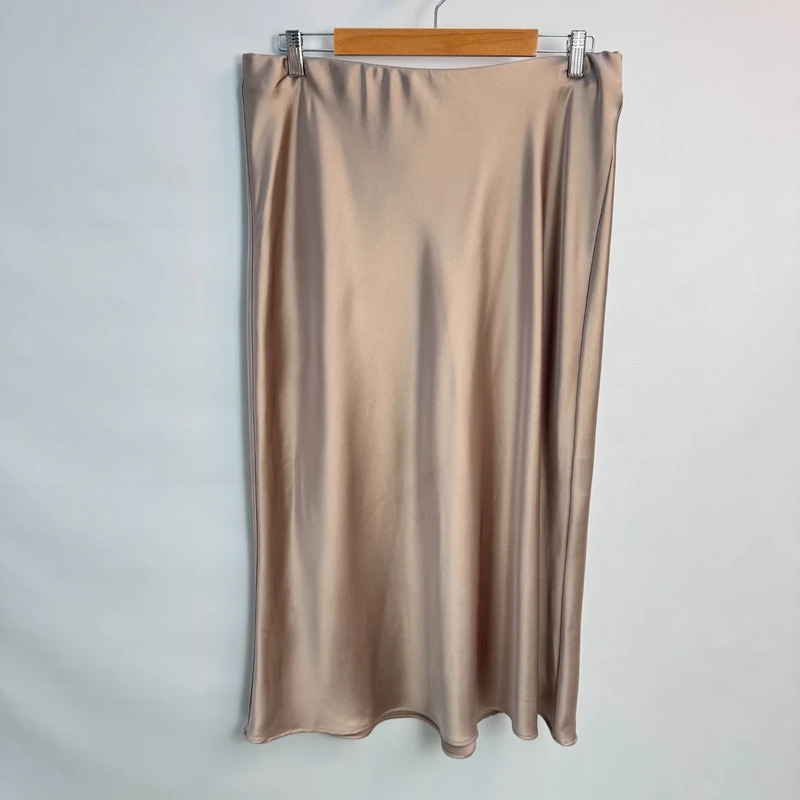 Zara Champagne Satin Bias Cut Midi Skirt Eur XL UK 16–18 - minor marks - Image 2
