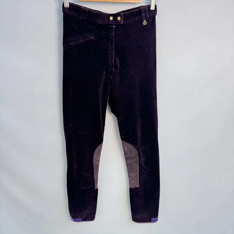 Golden Dress Germany Cord Knee-Patch Breeches EU 40 UK 12 Dark Plum Stretch
