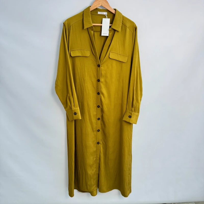 Reserved Shirt Dress XL UK 16–18 Chartreuse Midi Lyocell Blend BNWT rrp £45.99