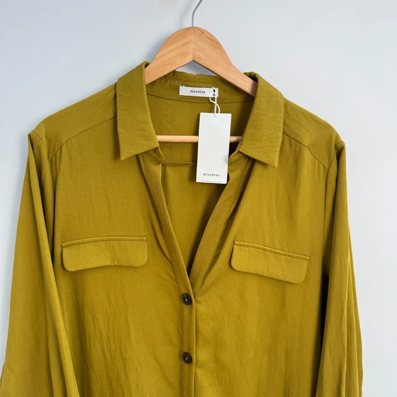 Reserved Shirt Dress XL UK 16–18 Chartreuse Midi Lyocell Blend BNWT rrp £45.99 - Image 2