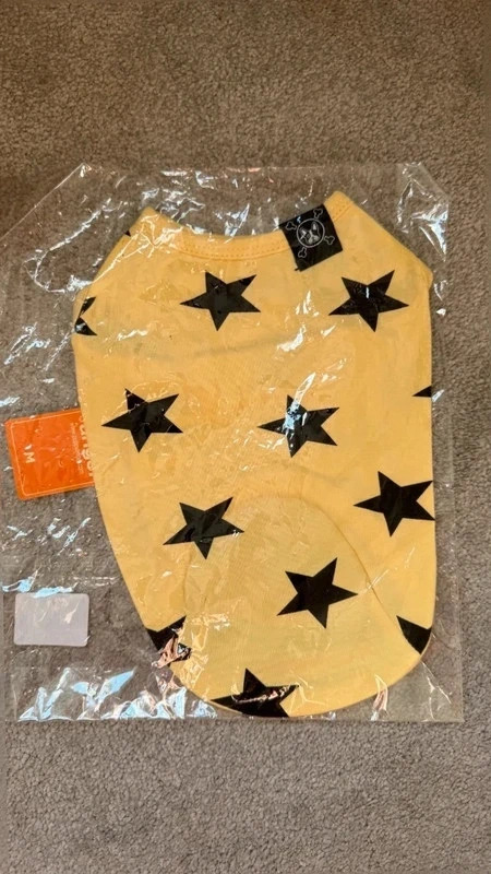 Puppy angel Yellow Black Star Print Dog T-Shirt Vest Top Size XS NEW - Image 2