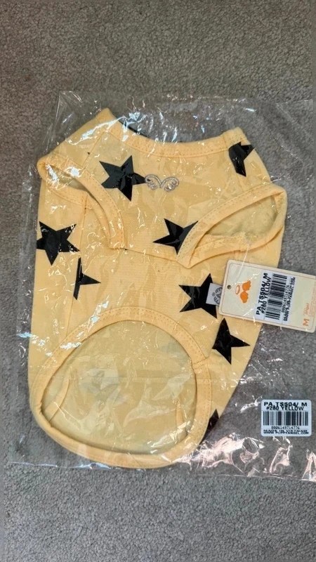 Puppy angel Yellow Black Star Print Dog T-Shirt Vest Top Size XS NEW - Image 3