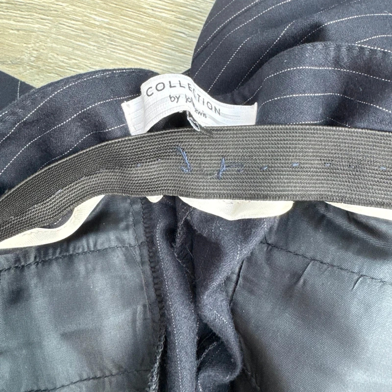 John Lewis Collection Navy Pinstripe Trousers UK 16 Straight Leg Elasticated Waist - Image 8