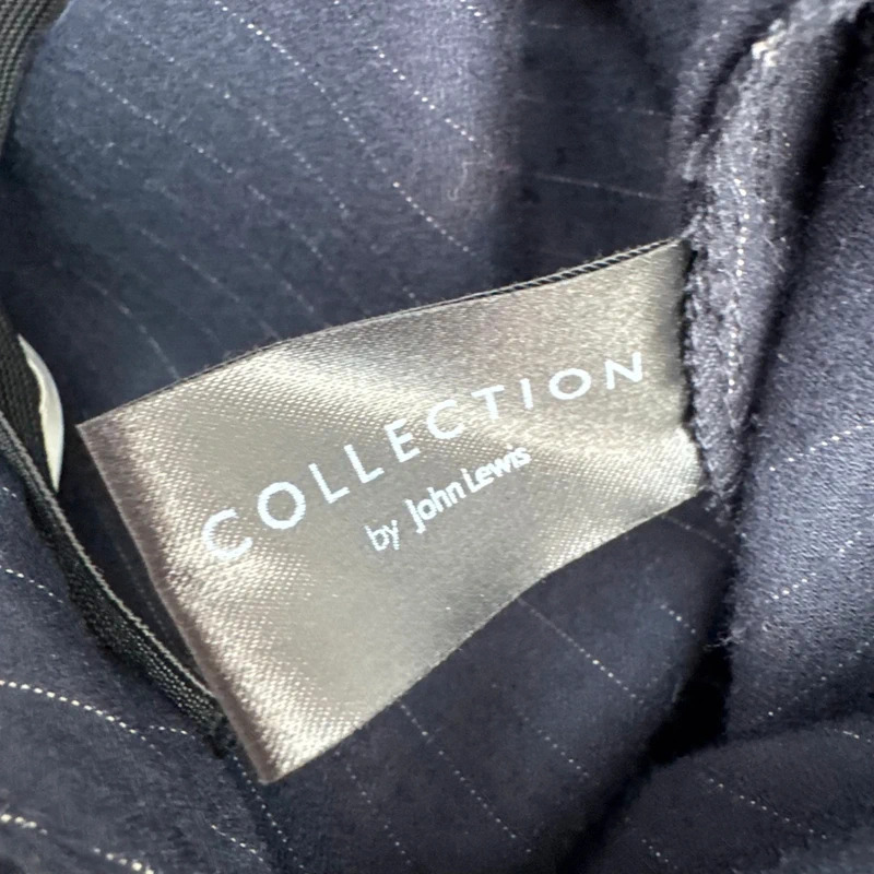 John Lewis Collection Navy Pinstripe Trousers UK 16 Straight Leg Elasticated Waist - Image 10