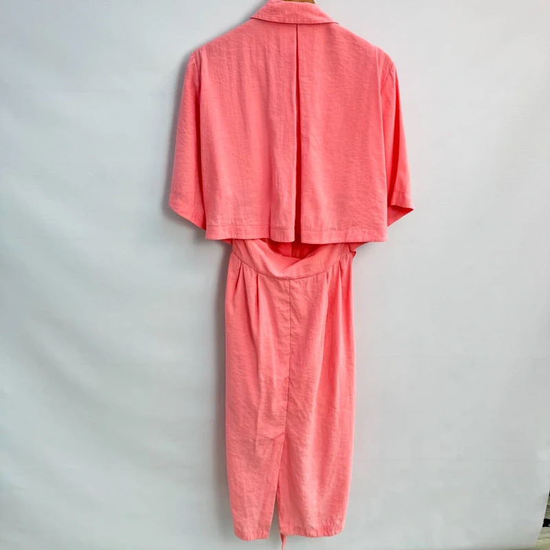COS Coral Modal-Blend Midi Shirt Dress EUR 42 UK 14 Cape Cutout Back Belted - Image 2