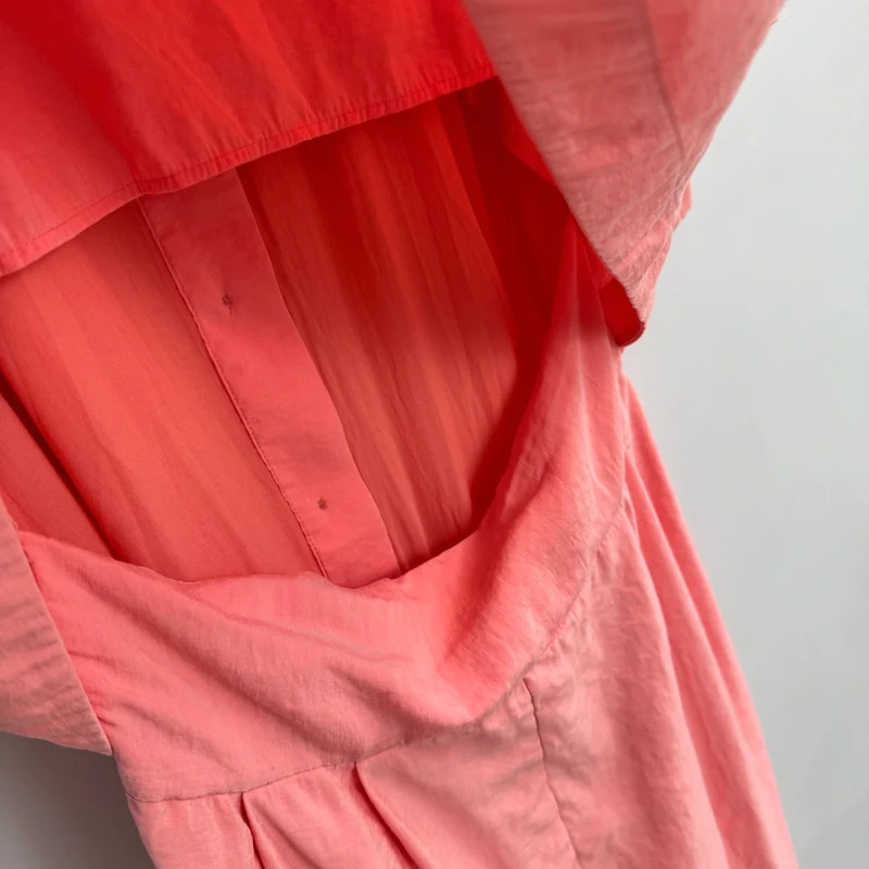 COS Coral Modal-Blend Midi Shirt Dress EUR 42 UK 14 Cape Cutout Back Belted - Image 4