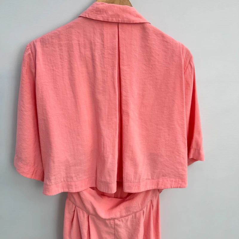 COS Coral Modal-Blend Midi Shirt Dress EUR 42 UK 14 Cape Cutout Back Belted - Image 5