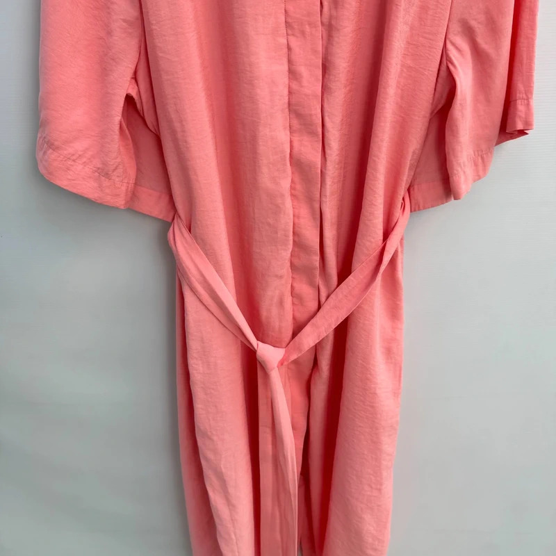 COS Coral Modal-Blend Midi Shirt Dress EUR 42 UK 14 Cape Cutout Back Belted - Image 9