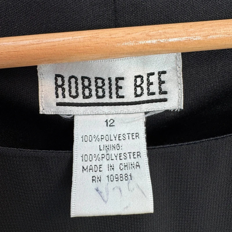 Robbie Bee Black Pleated Sleeve Tunic Dress Shift US 10 UK 16 Party Occasion - Image 3