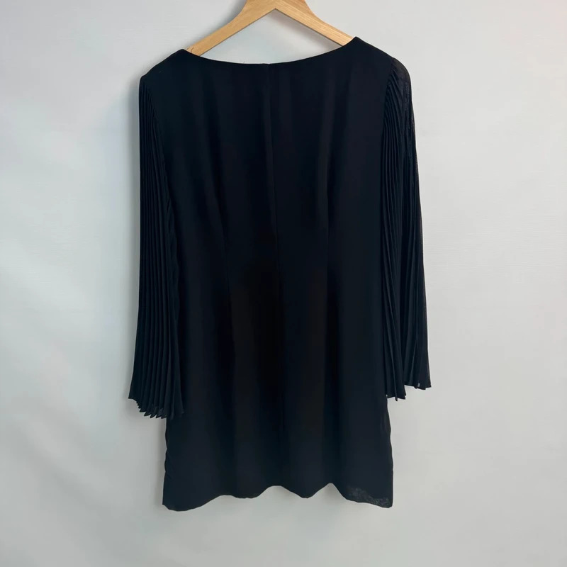 Robbie Bee Black Pleated Sleeve Tunic Dress Shift US 10 UK 16 Party Occasion - Image 5