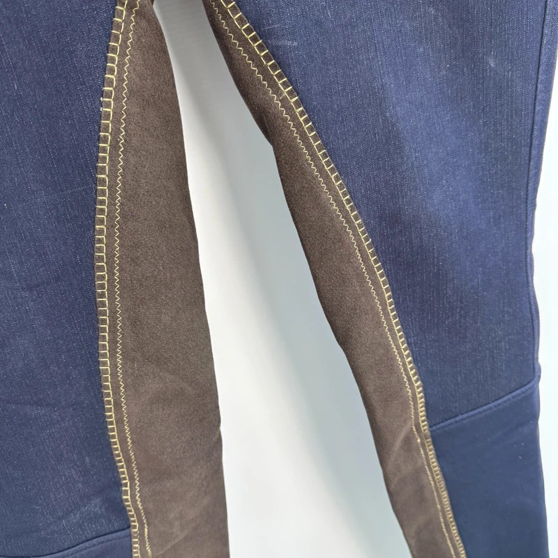 Equestrian Denim Breeches 32in Waist UK 14 Full Suede Seat Dark Indigo Ladies Riding - Image 5
