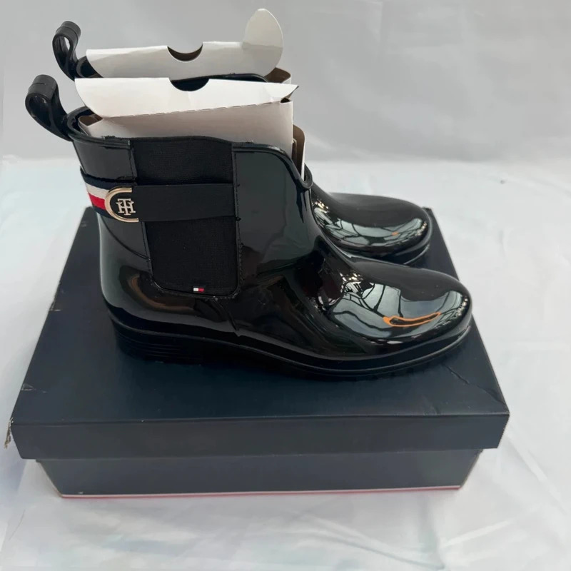 Tommy Hilfiger TH Hardware Black Rain boots Wellies UK 6.5 eU 40 BNIB