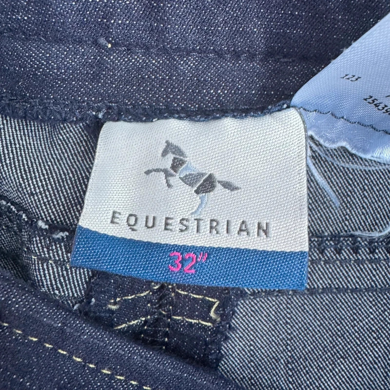 Equestrian Denim Breeches 32in Waist UK 14 Full Suede Seat Dark Indigo Ladies Riding - Image 10