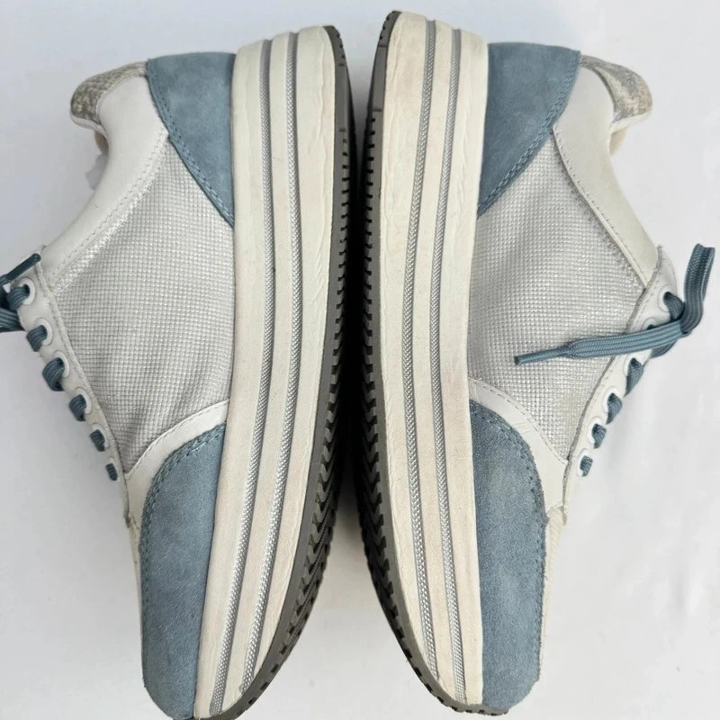 Geox D Kency White Light Sky Blue Suede Mesh Platform Trainers UK 6 EUR 39 - Image 6